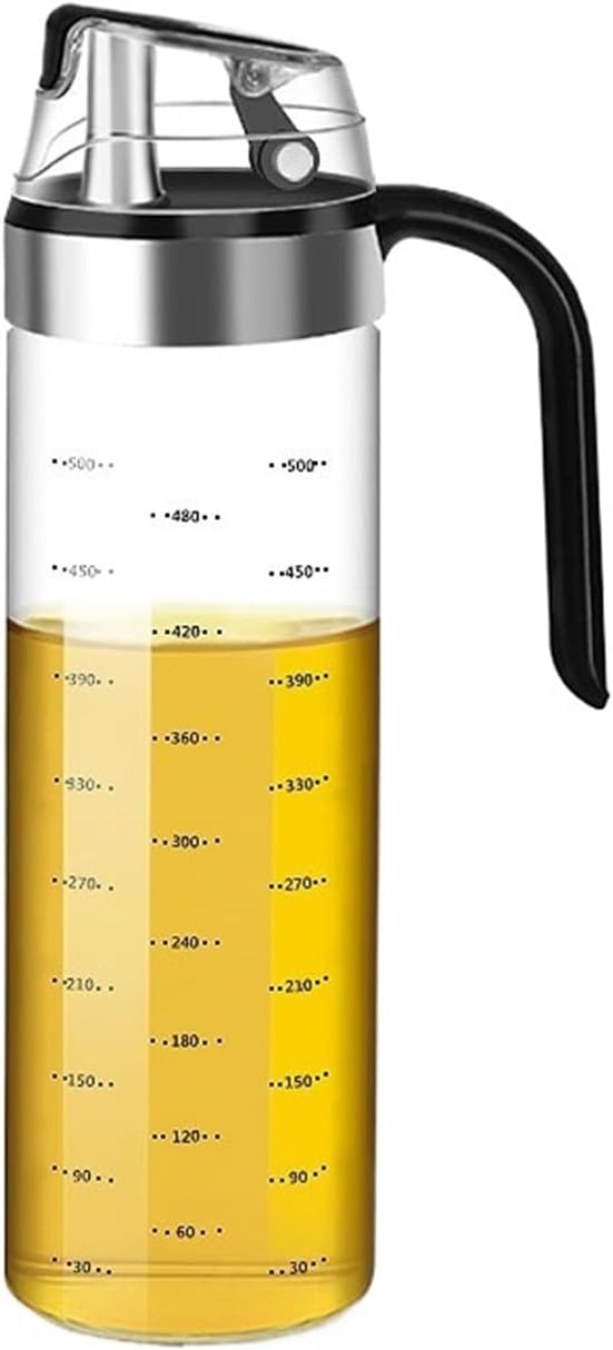 Cooking Seasoning Bottle Dispenser Sauce Bottle Glass Storage Bottles Spice Glass Oil Spray Vinegar Creative Kitchen Tools(450ml)
