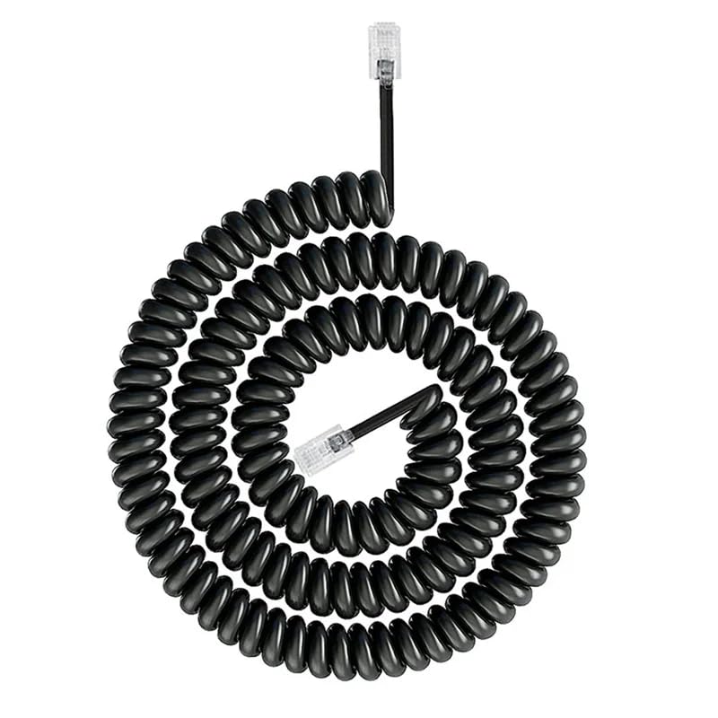 CABLEPELADO Telefonkabel – RJ10/9/22, 4-adrig, Spiralförmig, 7 M, Schwarz
