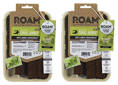 Roam Pet Treats Croc Jerky for Dogs â€“ Crocodile Jerky Dog Treats, Non-GMO, No Antibiotics or Growth Hormones â€“ Pack of 2, 5 Ounce Each