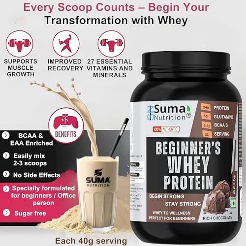 Image of Beginners Whey Protein Powder - 1Kg with Free Shaker | Sugar Free | Support Muscle Growth & Easy to Digest