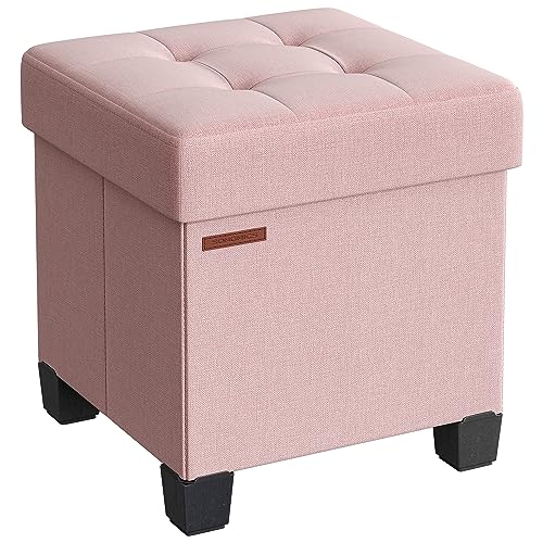 SONGMICS Storage Ottoman 15x15 Jelly Pink Foot Rest
