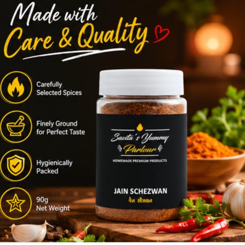 Image of Savita's Yummy Parlour Jain Schezwan - 90g | No Onion, No Garlic | Authentic Indo-Chinese Spice Blend | Homemade Premium Chutney for Rice, Noodles & Snacks