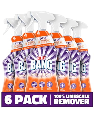 Cillit Bang 750ml Limescale Remover, 6 Pack, Fast Stain & Virus Eliminator, Disinfectant, Soap Scum & Rust Cleaner, Fresh Scent, Water & Dirt Repellent, Home Cleaning Formula.