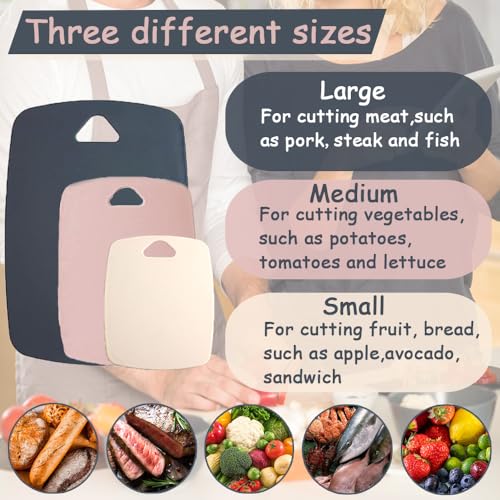 3 Pcs Chopping Board - Kitchen Cutting Boards, Cutting Tray, Different Sizes, Dishwasher Safe, Multicolour,Non-Slip BPA Free Plastic Chopping Board for Vegetables and Fruits, Meat(Pink,S+M+L) - Image 3
