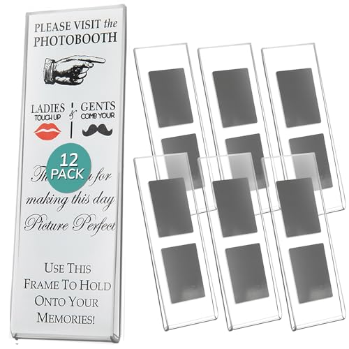 Photo Booth Frames - 2x6 Inch Clear Acrylic Magnetic Picture Frame for Refrigerator, Office Cabinet, Locker, or Dishwasher - 12 Count