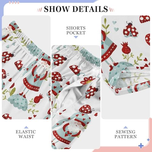 Gnome Ladybug Flowers Boys Long Pants Soft Trousers Elastic Waist Kids Lounge Bottoms with Pockets S-XL4