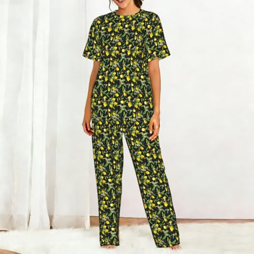 Pyjama léger femme short et manches courtes imprimé floral jaune