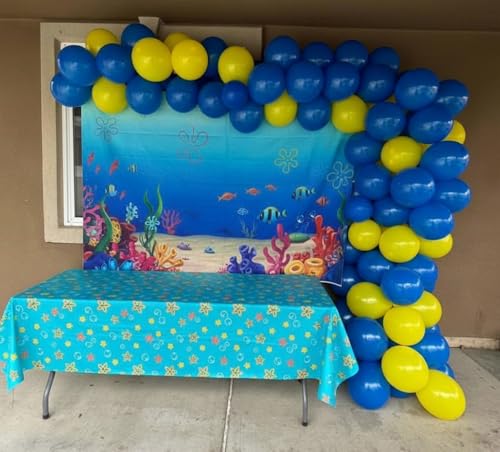 Image of 85pcs 12 inch Royal and Yellow Latex Balloons with Blue Yellow Confetti for Birthday Anniversary Engagement Graduation Baby Shower Wedding Party Decorations with Ribbon