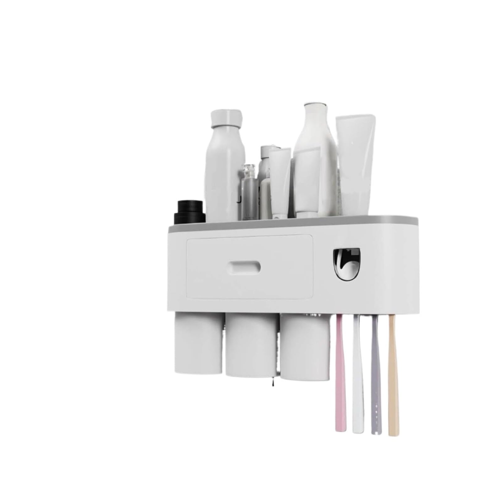 Toothbrush Holder Wall Mounted Toothbrush Holder With Automatic Toothpaste Dispenser Reusable Mouthwash Cup