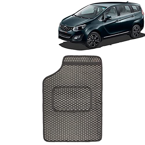 Image of Kingsway Dotted Design Car Floor Foot Mats Universal Fit for Mahindra Marazzo, Model Year : 2018 Onwards, Water and Dustproof, Color Black, Set of 5 Pieces