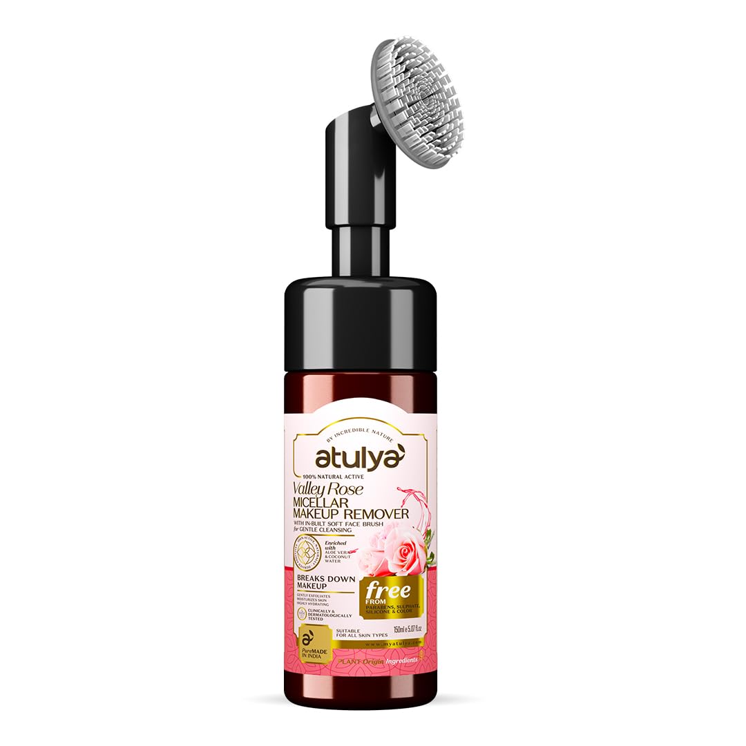 Atulya Valley Rose Micellar water With In-Built Soft Face Brush | Removes dirt and impurities | Makeup cleanser | Makes skin soft and supple| 150ml-image-31