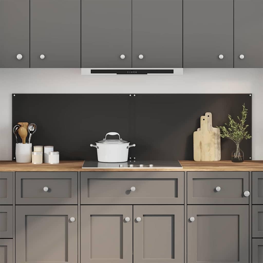 Solivagant Küchenrückwand 2 pcs Schwarz 90 x 50 cm Gehärtetes Glas, Küche Esszimmer,Küchenhelfer -utensilien, 15 kg-3415438