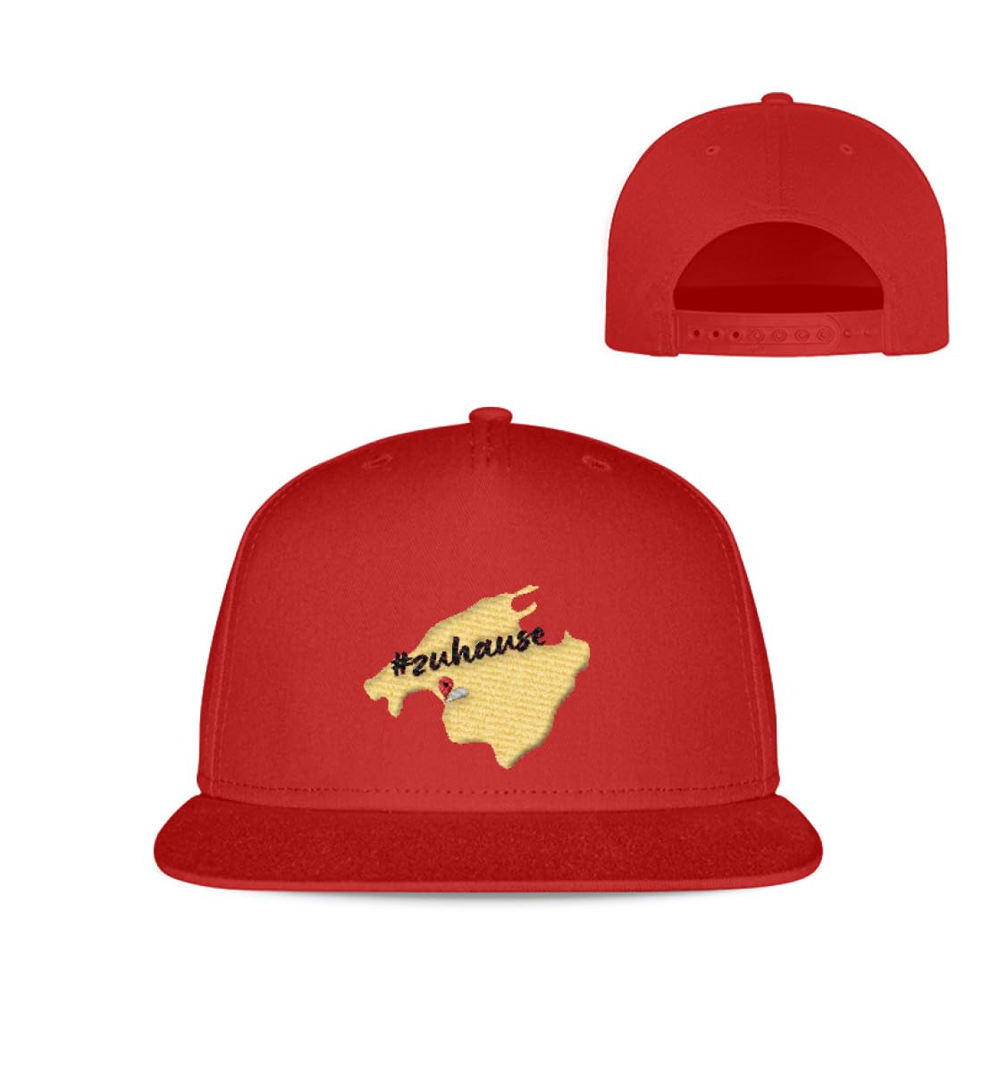 Gorra de béisbol snapback INICIO Mallorca color rojo visera rígida ajustable 3