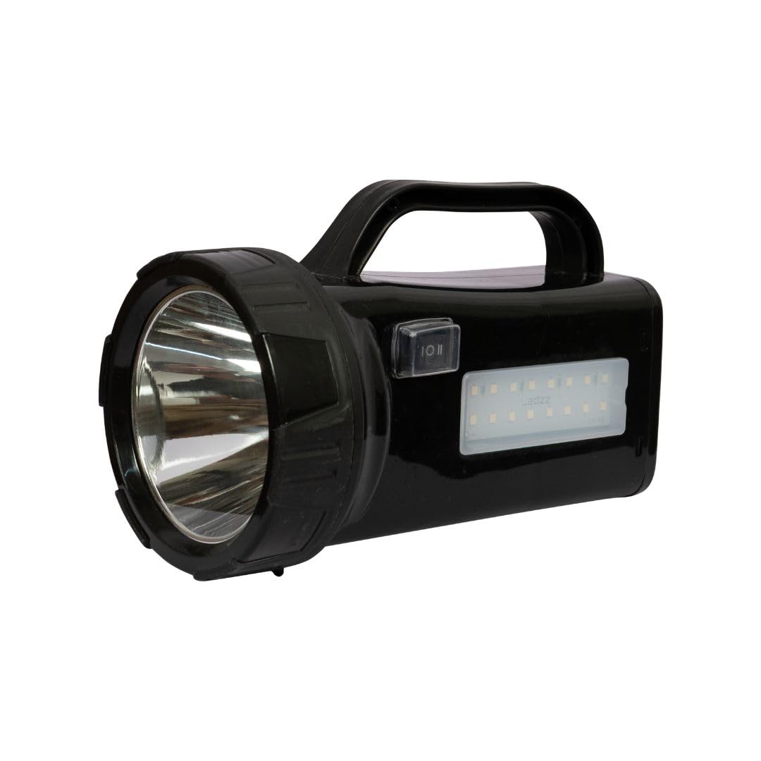 Heavy-Duty Rechargeable LED Torch – 6000mAh Lithium Ion Battery, 75W Super Bright Long Range Flashlight with Side LED Work Light – 10 Hour Backup, Type-C Charging, 12-Month Warranty (Black)-image-28