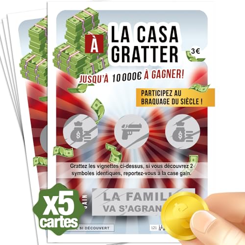 Lot 5 cartes à gratter Annonce grossesse - La famille s'agrandit - Bébé en route - Visuel au choix - Cadeau papi mamie tonton tata papa (Casa A Gratter x5)