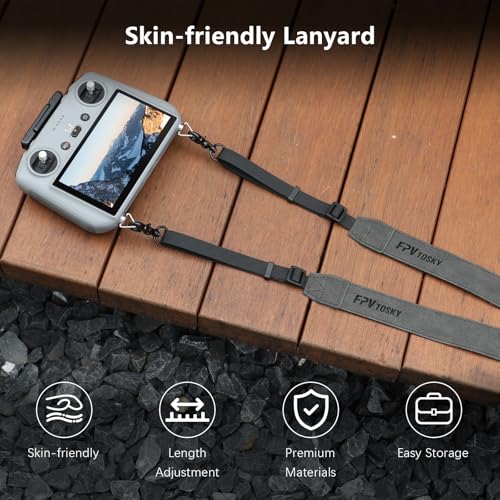 Image of FPVtosky Lanyard for DJI RC 2 & RC & RC Pro 2, RC Neck Strap, Soft Leather Compatible with DJI Remote Controller Accessories