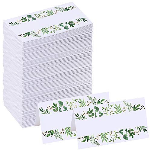 Supla 100 Pcs Greenery Wedding Table Setting Name Place Cards Watercolor Floral Eucalyptus Escort Cards Party Tented Cards Guest Seating Cards Buffet Cards Folded Cards for Christmas Dinner Birthday