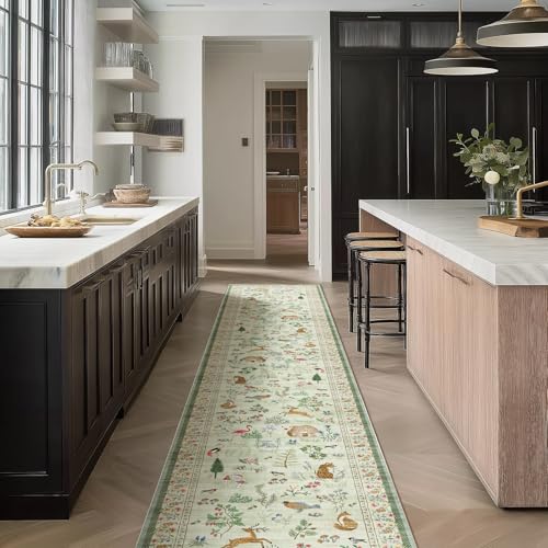Machine Washable Kitchen Runner Rug: 2'x10' Hallway Runner Non Slip Low Pile Stain Resistant Soft Carpet Runners Rug for Entryway Hallway Kitchen Laundry Room Beside Farmhouse