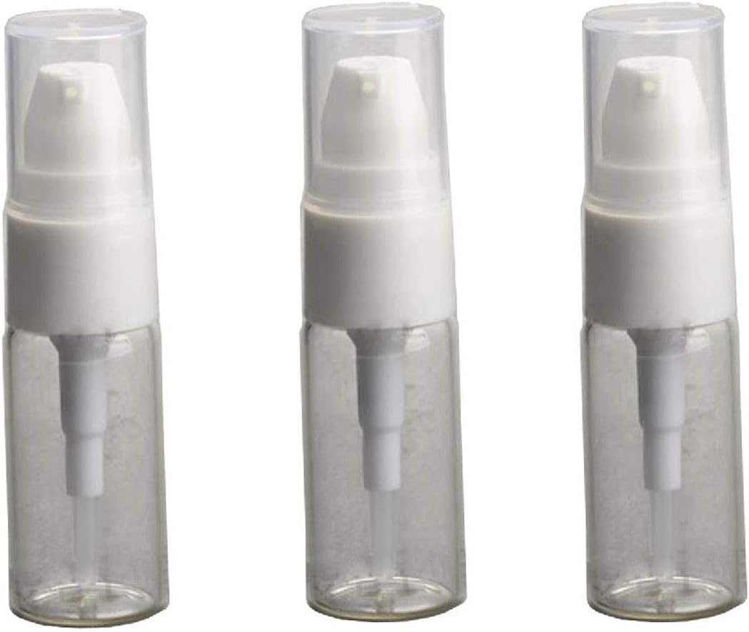 JJliving3PCS 15ML Small Empty Clear Refillable Pump Glass Bottle Press Container Vial Jar Pot For Make-up Lotion Cream Essential Oil Toner Toiletries Liquid Cosmetic Sample Travel
