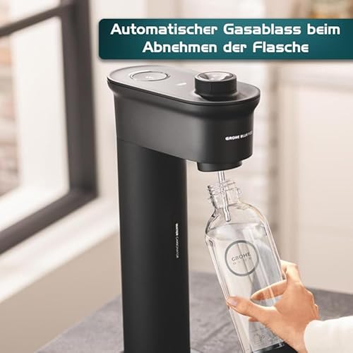 Bild 5 - GROHE Blue Fizz, Wassersprudler Starter Set (3 einstellbare Sprudel-Stufen, ohne CO2 Flasche, 1x 0,85l Wasserflasche + Reinigungspulver), schwarz, 31943K00