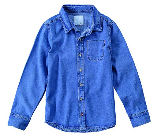 Camisa Manga Longa Jeans ,Malwee Kids, Meninos, Azul, 14