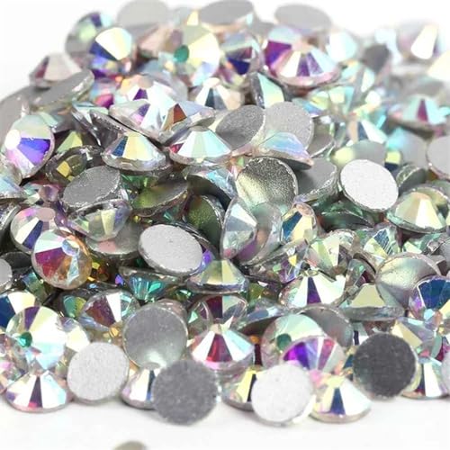Hotfix Pedrería Cristal sin fijación por calor, diamantes de imitación, Strass cristal superbrillante, decoración artística uñas 3D, ropa vestir DIY(Crystal AB,Ss2 1440pcs)