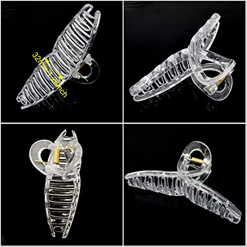 Honbay 6Pcs Plastic Hair Claw Clips Clear Hair Clamps Large Hair Clips Non Slip Hair Styling Accessories For Thin Fine Thick Hair For Women #TOP3