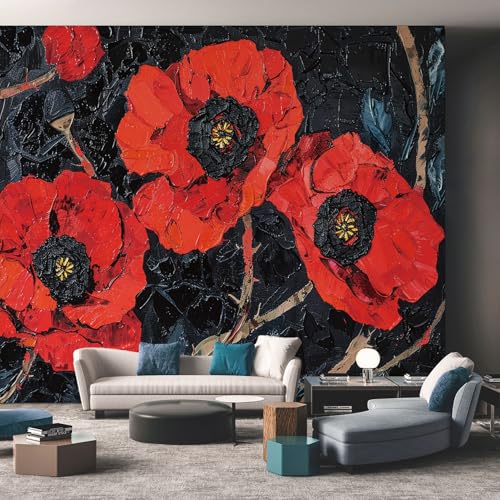 Papier Peint Grand Format en Impression Photo Coquelicot et Intissé