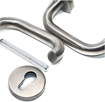 EYM Arpat 304 Paslanmaz Çelik Baston Rozetli Kapı Kolu, Inox, Yale Uyumlu