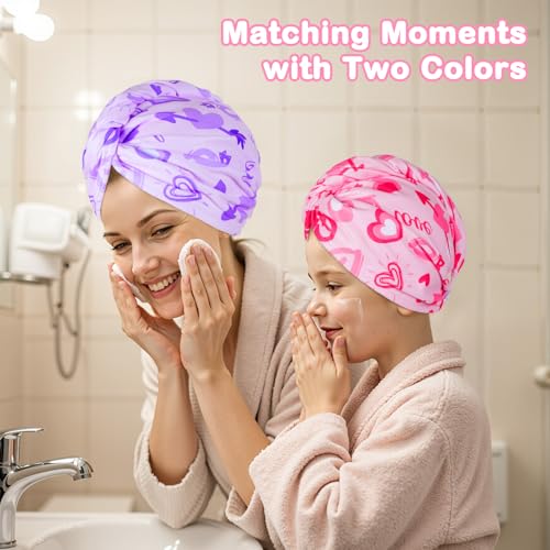 Image of FIOBEE Microfiber Hair Towel Wrap for Kid Girls Rapid Drying Hair Turbans | Absorbent & Soft Hair Wrap Towel, Easy Wear On With Button, For Girls Women Long Curly Hair, Turbie Twist Hair Towels