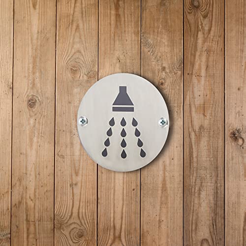 Shower Door Sign For Bathrooms Round Metal Disc Stainless Steel 76 x 1.5mm Pack of 1, 76mm x 76mm x 1mm - Image 4