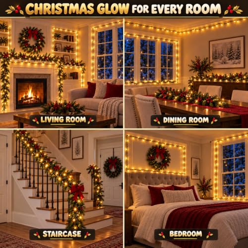 100FT Warm Christmas String Lights, Whaterproof, Timer, 8 Modes, Green Wire - image 6
