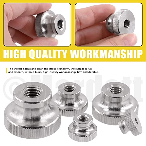 Mardatt 16Pcs 304 Stainless Steel Knurled Thumb Nuts Assortment Set, M3 M4 M5 M6 M8 Round Knobs Nuts Conector Lock Adjusting Nuts For 3D Printer Parts Toolboxes Cabinets #TOP5