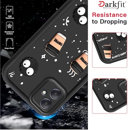 Image of DARKFIT Back Case Cover Compatible with Samsung Galaxy F05 / A05 | Cute Fun Cartoon Ball 3D Coffee Silicone Case | Body Protection | Camera Protection | Shock Proof | Color Black | Pack of 1