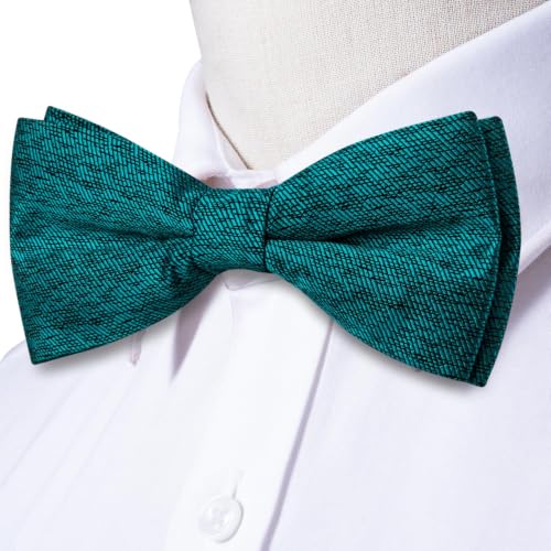 Image of Dubulle Mens Paisley Striped Bowtie Set Pre-tied Bowtie for Men and Pocket Square Set Wedding Business