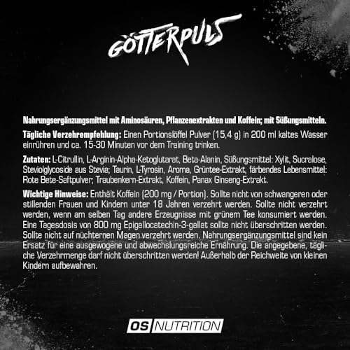 OS Nutrition Götterpuls Premium Pre Workout Himbeere Pulver