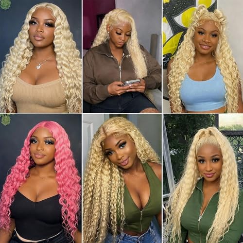 613 Blonde Jerry Curly Human Hair Bundles 10 12 14 Inch 3 Bundles Virgin Remy Human Hair Blonde Bundles Soft Silky Jerry Curly Weave Extensions for Black Women — view 2