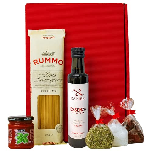 Pasta Geschenkset 'Neapel' | Italienischer Geschenkkorb gefüllt mit Nudeln, Olivenöl & Feinkost Spezialitäten | Delikatessen Präsentkorb für Frauen & Männer zu Weihnachten