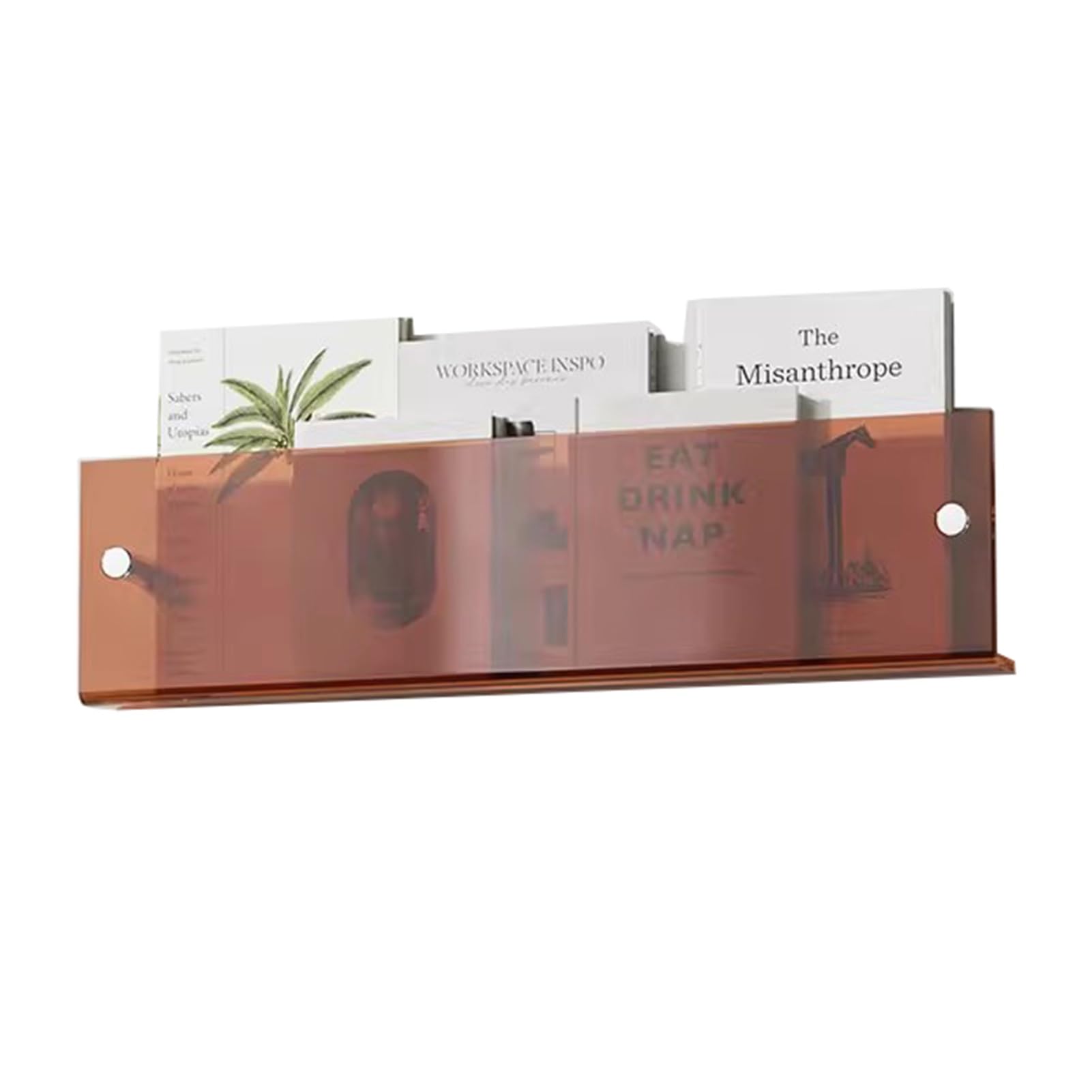 CGCSYZ Wall Acrylic Magazine Rack Holder, Transparent/Orange/Blue/Brown Modern Magazine Storage Holder, Home Commercial Brochure Display Stand (Brown 80cm(31 1/2)
