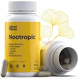Nootropic | FOCUS - BRAIN BOOSTER | 130mg Koffein | Dopamine - Serotonin mood | Konzentration kapseln mit Ginko Biloba, tyrosin, l theanin. Alternative zu 5 htp