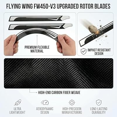 Flywing FW450 V3 Main Rotor Blades 1 Pair Replacement Parts FL427 for RC Helicopter
