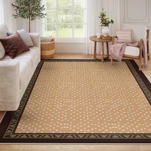 Carpette contemporaine marron clair 60x120cm aux finitions soignées