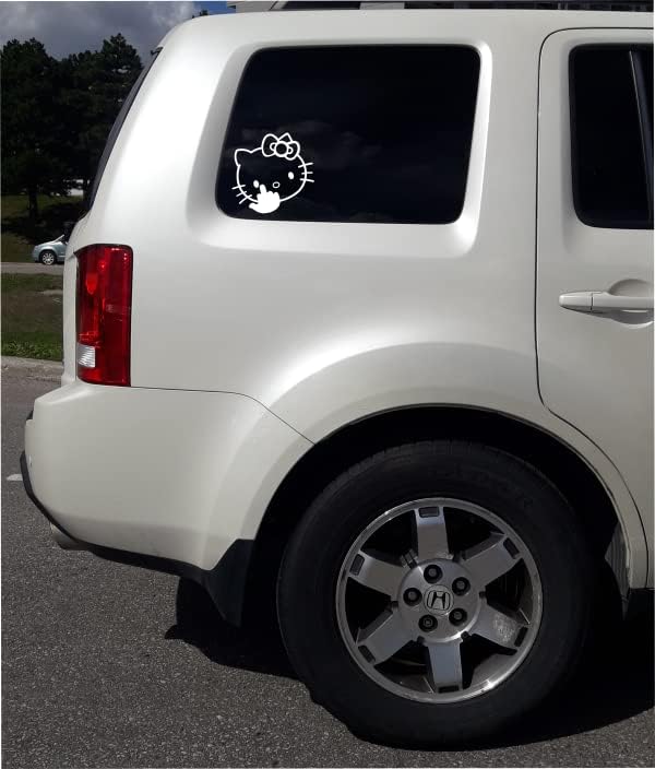 Kitty Car Decal Sticker with Middle Finger for Cars Window Trucks Bumper Vans SUVs Walls Toolbox Gift Laptops 5.5 inches Wide |White|. - Image 5