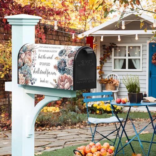 Image of Bible Verse Mailbox Cover Religious Motivational Quote Mailbox Covers Magnetic Mail Box Wrap Christian Easter Christmas Fiesta Decor for Outdoor Yard Mail Box Wraps Standard Size 21x18 Inch
