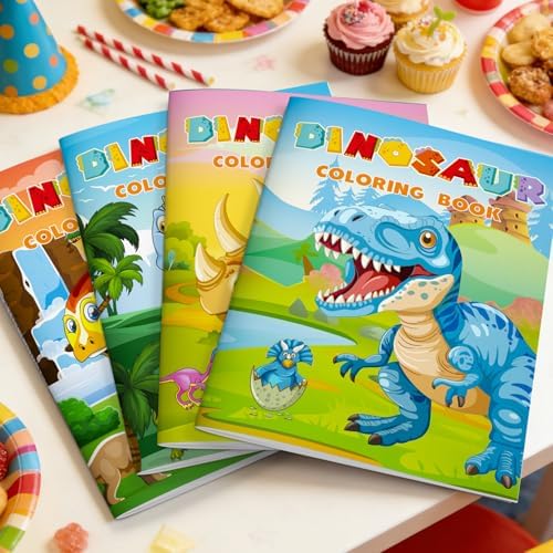 24pcs Dinosaur Mini Coloring Books, Dinosaur Coloring Book Bulk with 12 Colorful Pencils, Dino Coloring Book for Dinosaur Birthday Decorations Supplies Dinosaur Party Favors Fillers — view 3