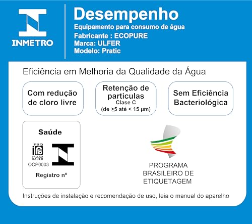 Jarra Purificadora água filtro portátil branca 1,5 Litros Inmetro