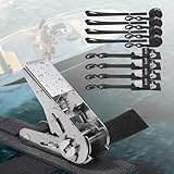 Ayaport Stainless Steel Ratchet Tie Down Straps with Hooks 10ft Heavy Duty Ratcheting Tie Downs for Motorcycle, Roof Rack, Dirt Bike, Truck (Black, 1