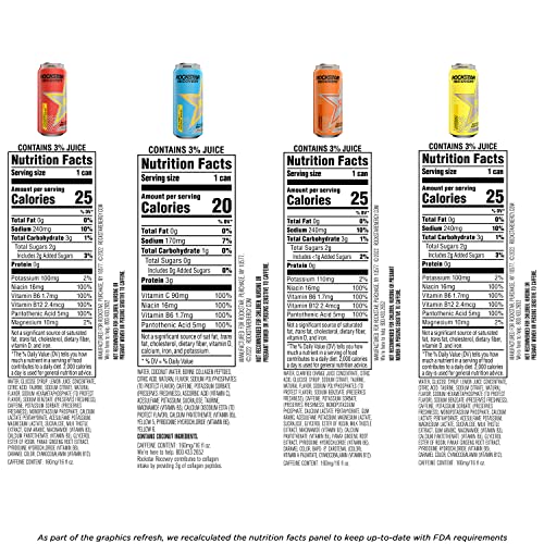 Rockstar Energy Drink With Caffeine Taurine And Electrolytes, 4 Flavor Recovery Variety Pack, 16Oz (12 Pack) (Packaging May Vary) #TOP4