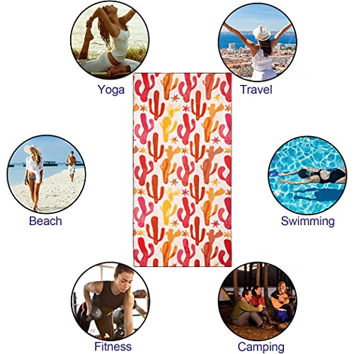 Rstick Cactus Beach Towel Oversized 36"X72" Lightweight Quick Dry Plant Prints Microfiber Beach Towels For Swim Pool Camping Travel #TOP4