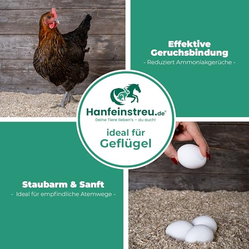 Hanfeinstreu mit Lavendel für Kleintiere, Hühner und Pferde, 30 Liter, 100% Naturprodukt, Extrem Saugfähig, Staubarm, Geruchsbindend, Nachhaltig und Langlebig